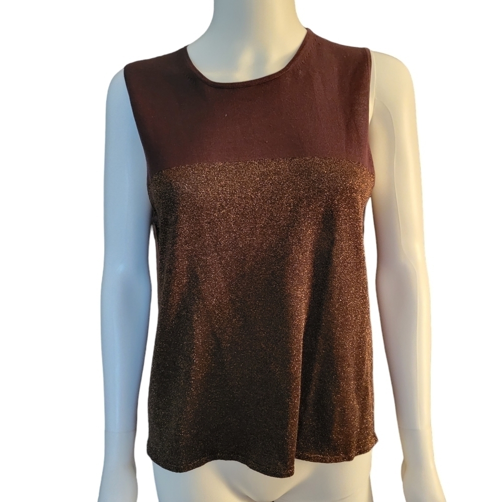 August Silk Knits Sleeveless L Brown Copper